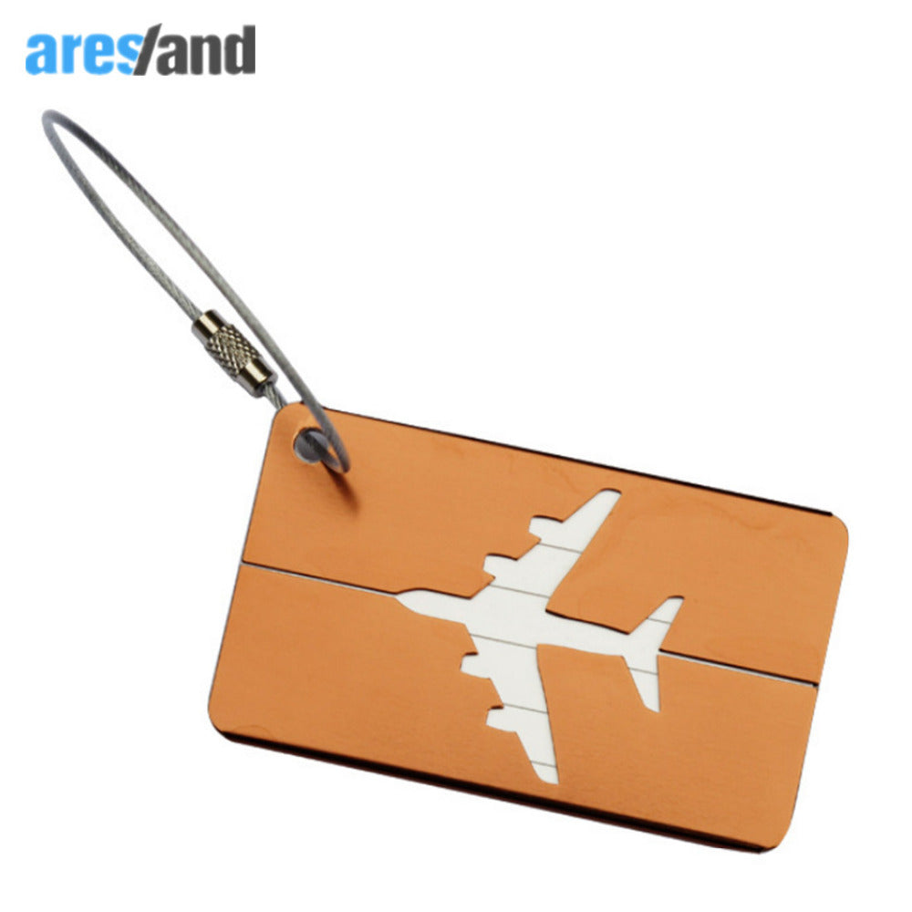 Mini Rectangle Aluminium Alloy Luggage Tag (Brown)