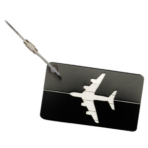 Mini Rectangle Aluminium Alloy Luggage Tag (Black)